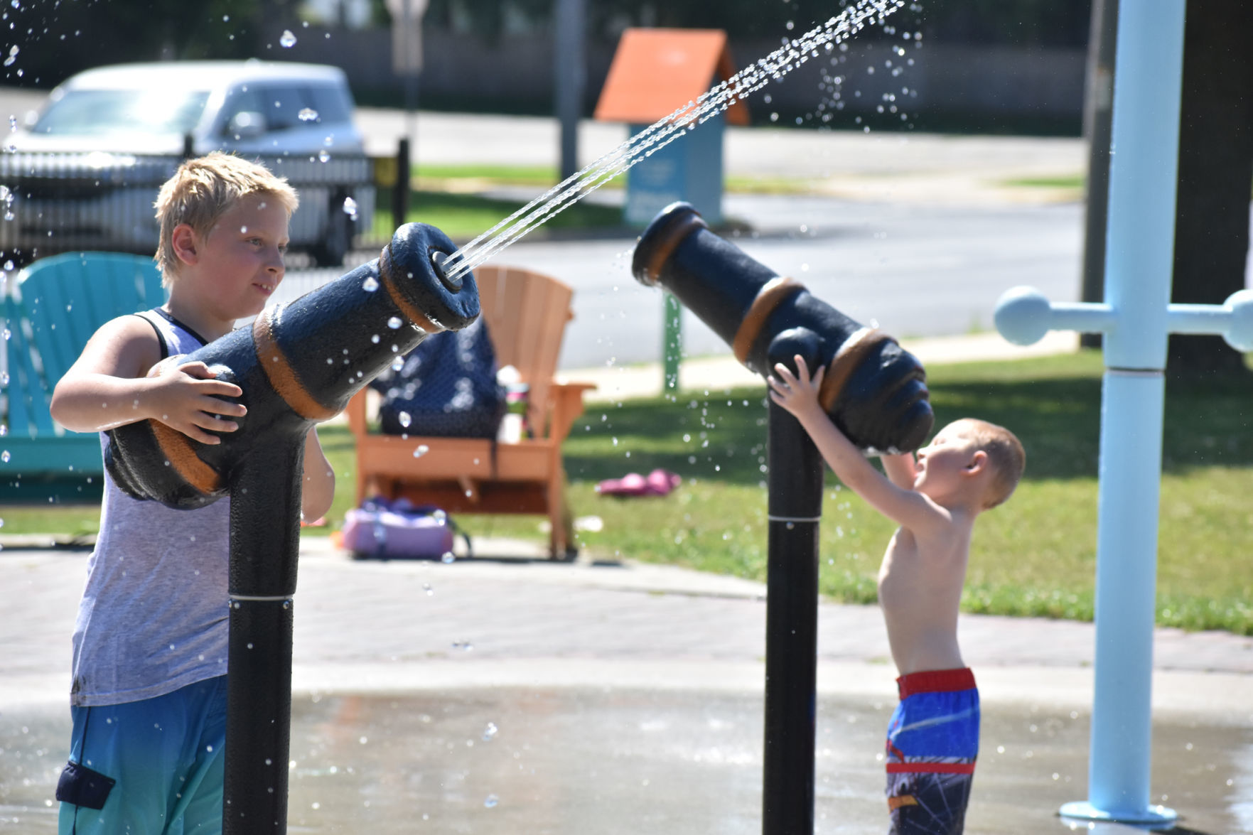 Braydon fires the water cannon